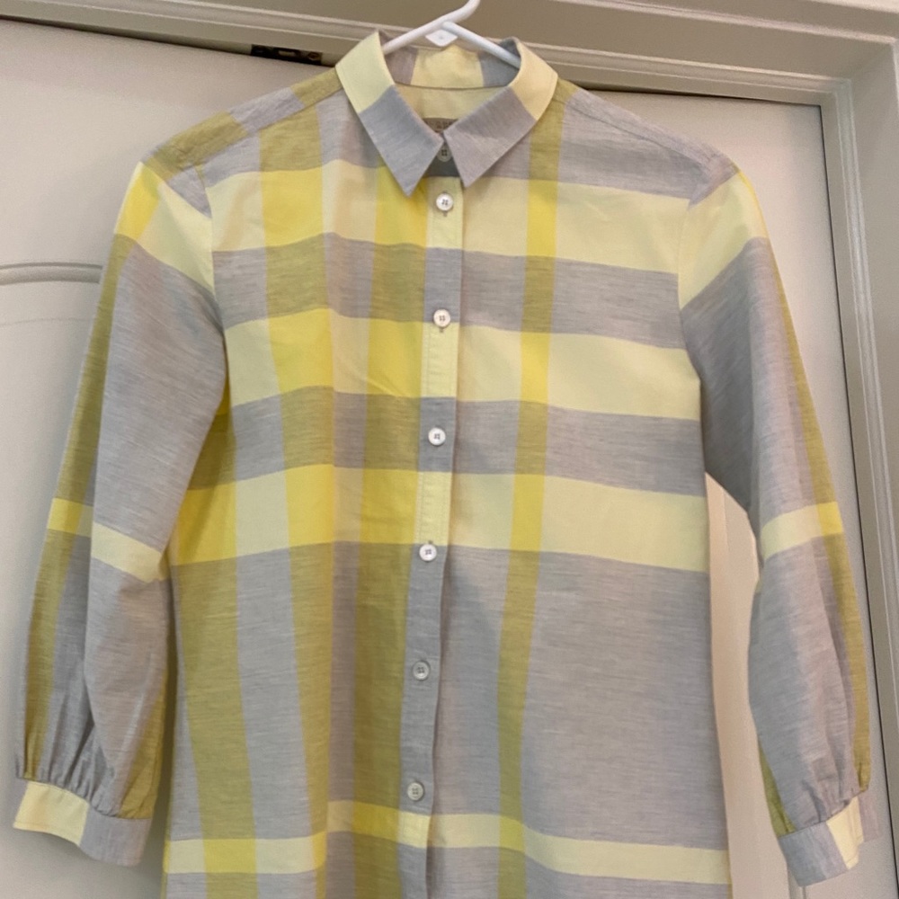 Burberry Brit Yellow & Grey Plaid Blouse